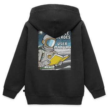 ASTRONAUT BUCH SPACE HERO USER MANUAL - Kinder Premium Organic Zip Hoodie - Schwarz - Hinten - AI Model Kid Male (0cm)