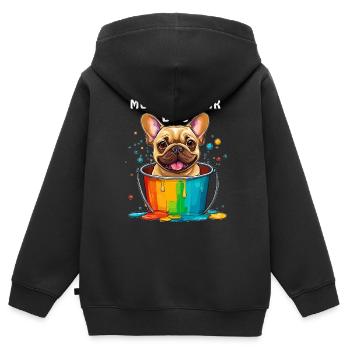 FRENCHIE CHIEN LE PLUS POPULAIRE - Sweat Premium à capuche zippé enfant bio - noir - Dos - AI Model Kid Male (0cm)