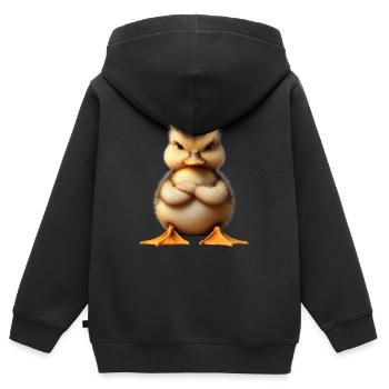 poussin grim 2 - Sweat Premium à capuche zippé enfant bio - noir - Dos - AI Model Kid Male (0cm)