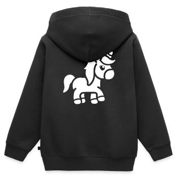 Pony - Kids Premium Organic Zip-up Hoodie - black - Back - AI Model Kid Male (0cm)