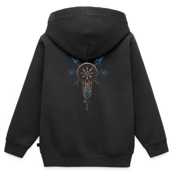 Thorshammer – Runen & Wikinger-Symbolik - Kinder Premium Organic Zip Hoodie - Schwarz - Hinten - AI Model Kid Male (0cm)