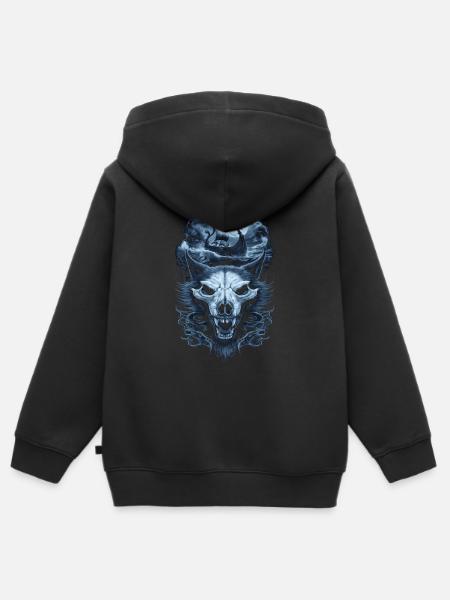 Wikinger – Wölfe & Schiff im Mondlicht - Kinder Premium Organic Zip Hoodie - Schwarz