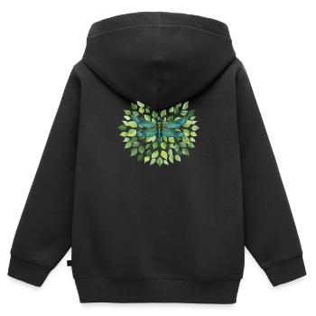 L’élégance de la nature Libellule L’élégance de la nature - Sweat Premium à capuche zippé enfant bio - noir - Dos - AI Model Kid Male (0cm)