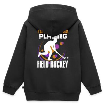 Field Hockey I'd Rather Be Playing Field Hockey - Kids Premium Organic Zip-up Hoodie - black - Back - AI Model Kid Male (0cm)