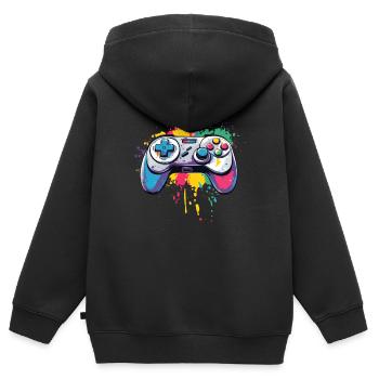 Manettes de jeux vidéo pour les joueurs - Sweat Premium à capuche zippé enfant bio - noir - Dos - AI Model Kid Male (0cm)