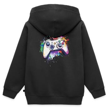 Manettes de jeux vidéo pour les joueurs - Sweat Premium à capuche zippé enfant bio - noir - Dos - AI Model Kid Male (0cm)