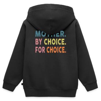 Mère par choix pour choix Femmes fortes - Sweat Premium à capuche zippé enfant bio - noir - Dos - AI Model Kid Male (0cm)