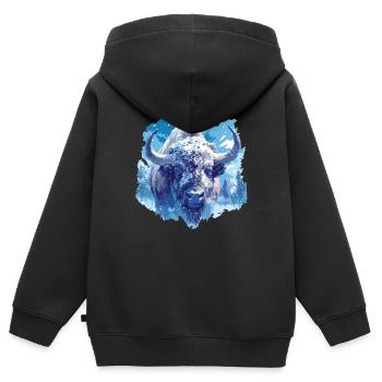 Bisons Bison - Sweat Premium à capuche zippé enfant bio - noir - Dos - AI Model Kid Male (0cm)