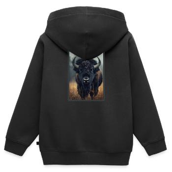 Bisons Bison - Sweat Premium à capuche zippé enfant bio - noir - Dos - AI Model Kid Male (0cm)