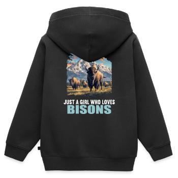 Bisons Bison - Sweat Premium à capuche zippé enfant bio - noir - Dos - AI Model Kid Male (0cm)