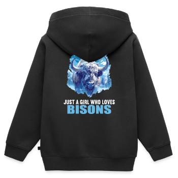 Bisons Bison - Sweat Premium à capuche zippé enfant bio - noir - Dos - AI Model Kid Male (0cm)