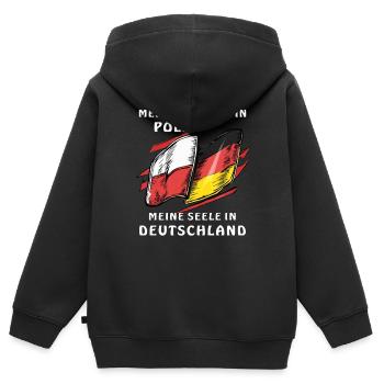 RACINES EN POLOGNE SOUL EN ALLEMAGNE - Sweat Premium à capuche zippé enfant bio - noir - Dos - AI Model Kid Male (0cm)