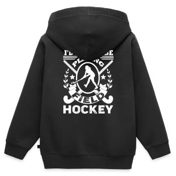 Field Hockey I'd Rather Be Playing Field Hockey - Kids Premium Organic Zip-up Hoodie - black - Back - AI Model Kid Male (0cm)