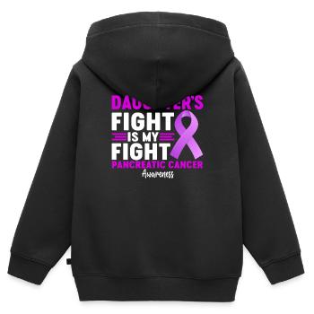 Le combat de ma fille est mon combat pancréatique violet - Sweat Premium à capuche zippé enfant bio - noir - Dos - AI Model Kid Male (0cm)
