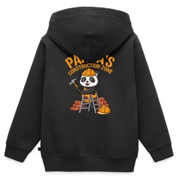 Pandas Construction Zone - Kinder Premium Organic Zip Hoodie - Schwarz - Hinten - AI Model Kid Male (0cm)