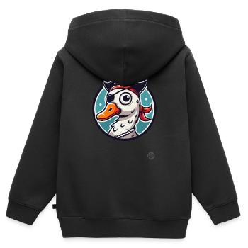 Piraten-Gans mit Augenklappe - Kinder Premium Organic Zip Hoodie - Schwarz - Hinten - AI Model Kid Male (0cm)