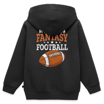 Lustiger Fantasy Football Ehemann Kommissar Entwurf - Kinder Premium Organic Zip Hoodie - Schwarz - Hinten - AI Model Kid Male (0cm)