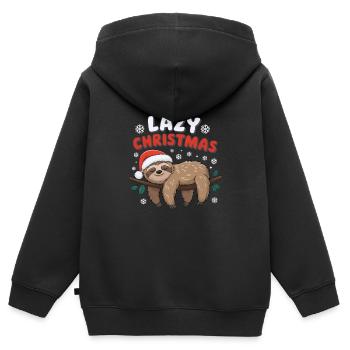 Ambiance de Noël détendue et paresseuse - Sweat Premium à capuche zippé enfant bio - noir - Dos - AI Model Kid Male (0cm)