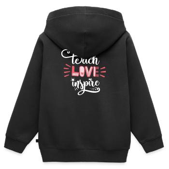 Teach Love Inspire Teacher Inspirational Quote Gif - Kids Premium Organic Zip-up Hoodie - black - Back - AI Model Kid Male (0cm)