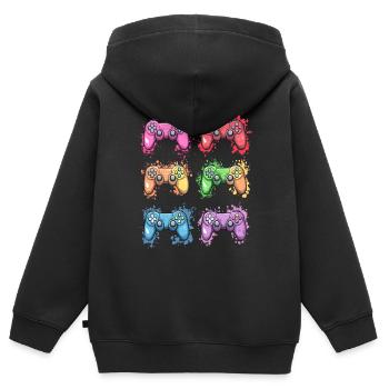 Bunte Controller für Gamer - Kinder Premium Organic Zip Hoodie - Schwarz - Hinten - AI Model Kid Male (0cm)