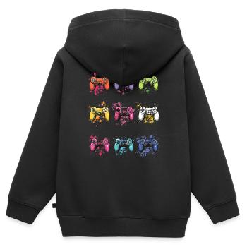 Bunte Controller für Gamer - Kinder Premium Organic Zip Hoodie - Schwarz - Hinten - AI Model Kid Male (0cm)