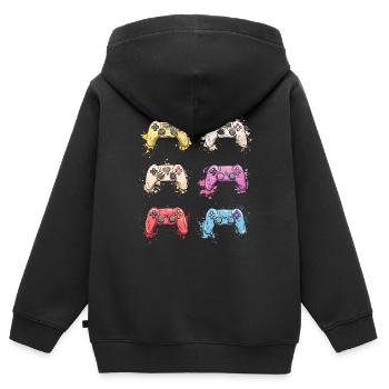 Bunte Controller für Gamer - Kinder Premium Organic Zip Hoodie - Schwarz - Hinten - AI Model Kid Male (0cm)