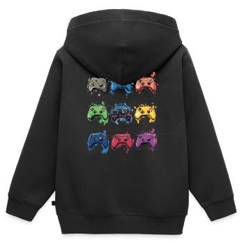 Bunte Controller für Gamer - Kinder Premium Organic Zip Hoodie - Schwarz - Hinten - AI Model Kid Male (0cm)