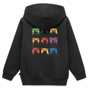 Bunte Controller für Gamer - Kinder Premium Organic Zip Hoodie - Schwarz - Hinten - AI Model Kid Male (0cm)