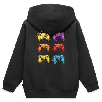 Bunte Controller für Gamer - Kinder Premium Organic Zip Hoodie - Schwarz - Hinten - AI Model Kid Male (0cm)