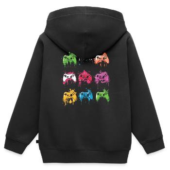 Bunte Controller für Gamer - Kinder Premium Organic Zip Hoodie - Schwarz - Hinten - AI Model Kid Male (0cm)