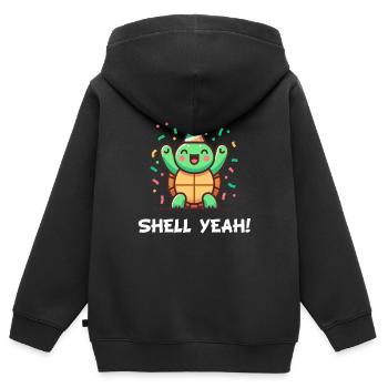Muschel ja! Celebration Schildkröte - Kinder Premium Organic Zip Hoodie - Schwarz - Hinten - AI Model Kid Male (0cm)