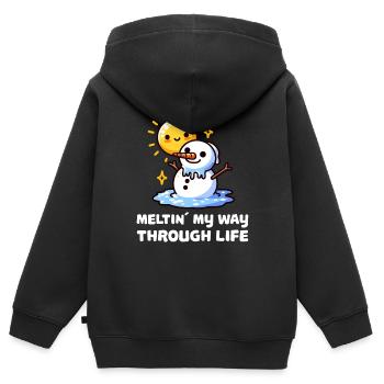 Schmelzen Meinen Weg Durch Das Leben Schneemann - Kinder Premium Organic Zip Hoodie - Schwarz - Hinten - AI Model Kid Male (0cm)