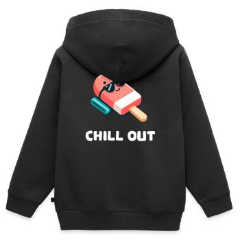 Chill Out Mignon Popsicle - Sweat Premium à capuche zippé enfant bio - noir - Dos - AI Model Kid Male (0cm)