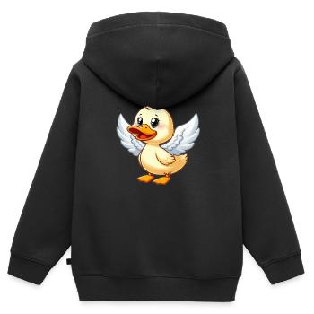 Süße Ente mit Engelsflügel und Heiligenschein - Kinder Premium Organic Zip Hoodie - Schwarz - Hinten - AI Model Kid Male (0cm)