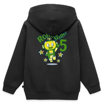 Robot Birthday Motif 5 Years Boy Gift - Kids Premium Organic Zip-up Hoodie - black - Back - AI Model Kid Male (0cm)