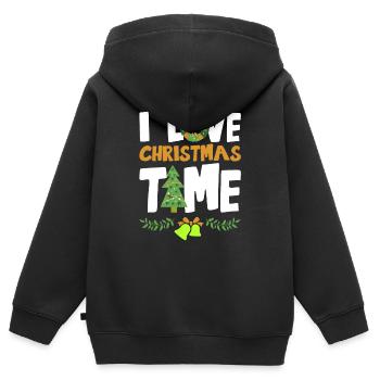 J’adore la période de Noël - Sweat Premium à capuche zippé enfant bio - noir - Dos - AI Model Kid Male (0cm)