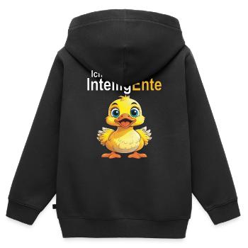 Intelligent - Sweat Premium à capuche zippé enfant bio - noir - Dos - AI Model Kid Male (0cm)