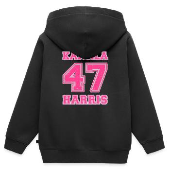 Kamala Harris, 47th President of the USA - Kids Premium Organic Zip-up Hoodie - black - Back - AI Model Kid Male (0cm)