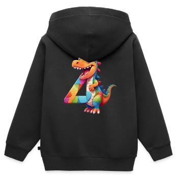DINO 4 YEARS DINOSAUR NUMBER 4TH BIRTHDAY - Kids Premium Organic Zip-up Hoodie - black - Back - AI Model Kid Male (0cm)