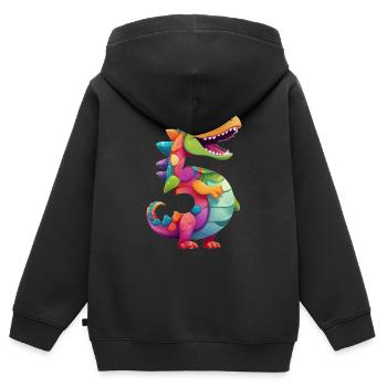 DINO 5 YEARS DINOSAUR NUMBER 5TH BIRTHDAY - Kids Premium Organic Zip-up Hoodie - black - Back - AI Model Kid Male (0cm)
