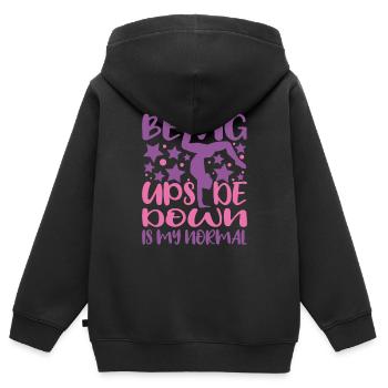 Being Upside Down Is My Normal Funny Gymnast Gift - Kinder Premium Organic Zip Hoodie - Schwarz - Hinten - AI Model Kid Male (0cm)