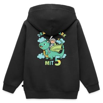 Ritter & Drache Geburtstagsmotiv 5 Jahre Jungen - Kinder Premium Organic Zip Hoodie - Schwarz - Hinten - AI Model Kid Male (0cm)