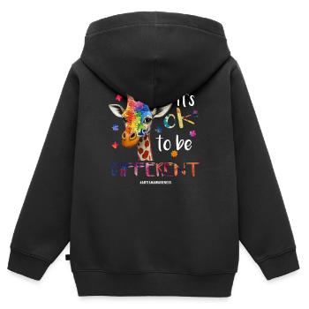 It's ok to be different – autism - Kids Premium Organic Zip-up Hoodie - black - Back - AI Model Kid Male (0cm)