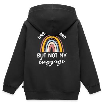 bébé à bord mais pas mes bagages Design - Sweat Premium à capuche zippé enfant bio - noir - Dos - AI Model Kid Male (0cm)