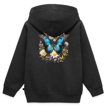 papillon papillons papillon papillon - Sweat Premium à capuche zippé enfant bio - noir - Dos - AI Model Kid Male (0cm)