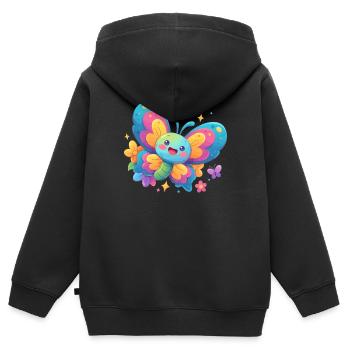 papillon papillons papillon papillon - Sweat Premium à capuche zippé enfant bio - noir - Dos - AI Model Kid Male (0cm)