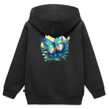 papillon papillons papillon papillon - Sweat Premium à capuche zippé enfant bio - noir - Dos - AI Model Kid Male (0cm)
