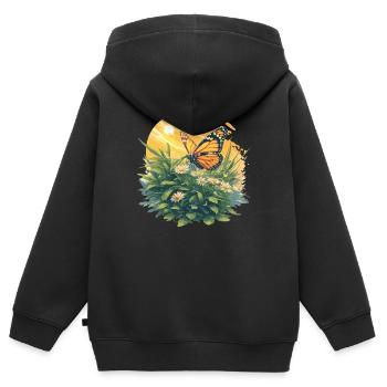 papillon papillons papillon papillon - Sweat Premium à capuche zippé enfant bio - noir - Dos - AI Model Kid Male (0cm)