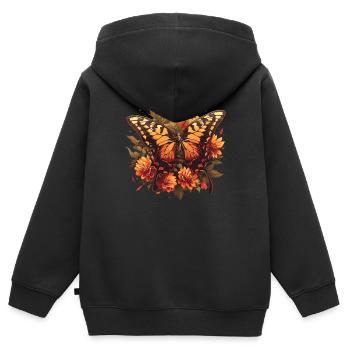 papillon papillons papillon papillon - Sweat Premium à capuche zippé enfant bio - noir - Dos - AI Model Kid Male (0cm)