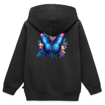 papillon papillons papillon papillon - Sweat Premium à capuche zippé enfant bio - noir - Dos - AI Model Kid Male (0cm)